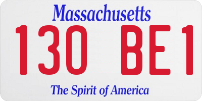 MA license plate 130BE1