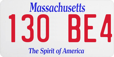 MA license plate 130BE4