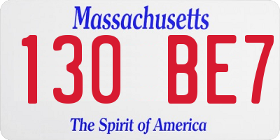 MA license plate 130BE7