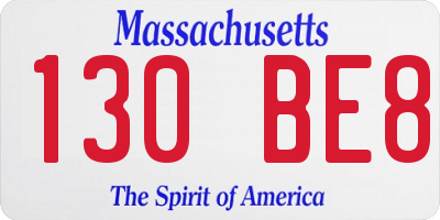 MA license plate 130BE8