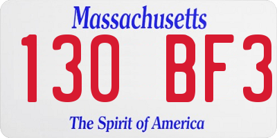 MA license plate 130BF3