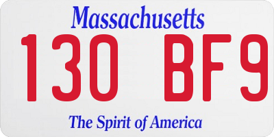 MA license plate 130BF9