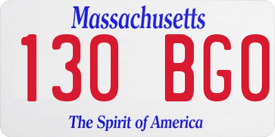 MA license plate 130BG0