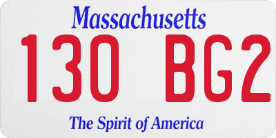 MA license plate 130BG2