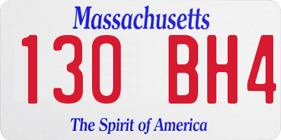 MA license plate 130BH4