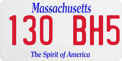 MA license plate 130BH5