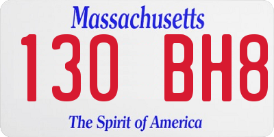 MA license plate 130BH8