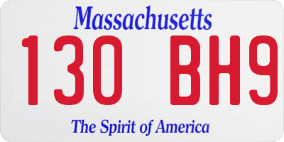 MA license plate 130BH9