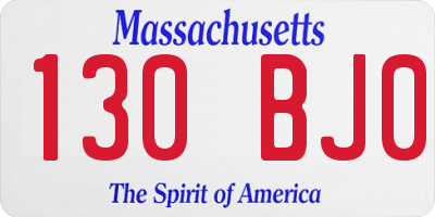 MA license plate 130BJ0