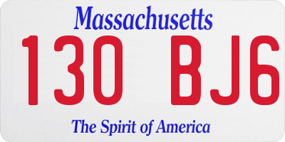 MA license plate 130BJ6