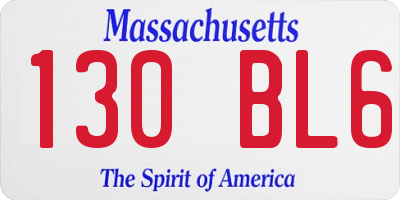 MA license plate 130BL6