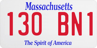MA license plate 130BN1