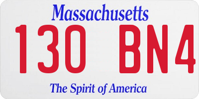 MA license plate 130BN4