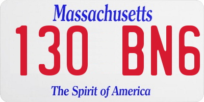 MA license plate 130BN6