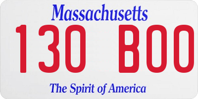 MA license plate 130BO0