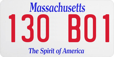 MA license plate 130BO1