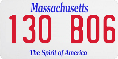 MA license plate 130BO6