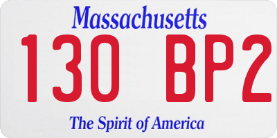 MA license plate 130BP2