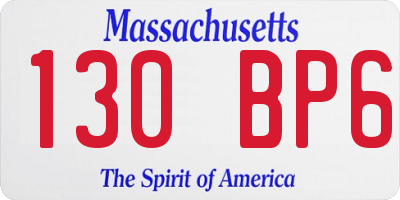 MA license plate 130BP6