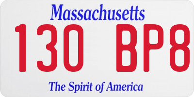 MA license plate 130BP8