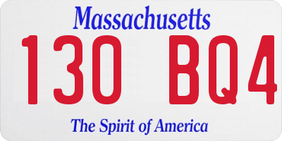 MA license plate 130BQ4