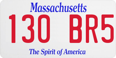 MA license plate 130BR5