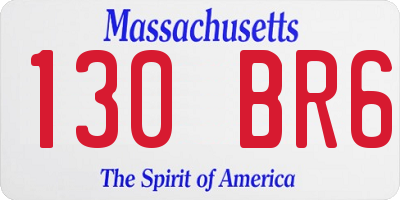 MA license plate 130BR6