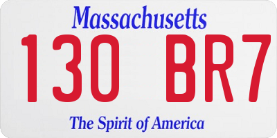 MA license plate 130BR7