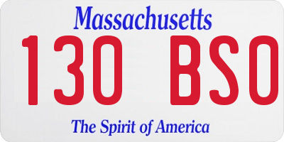 MA license plate 130BS0