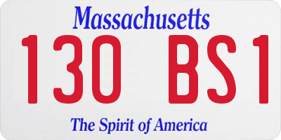 MA license plate 130BS1