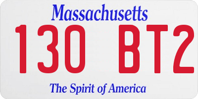 MA license plate 130BT2