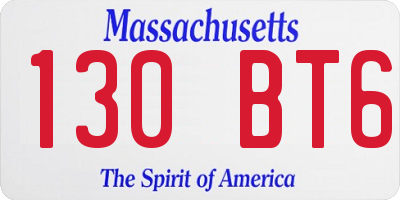 MA license plate 130BT6