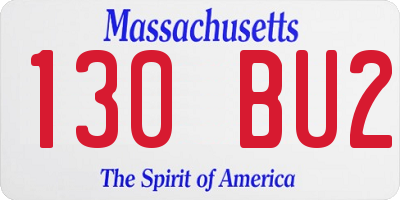 MA license plate 130BU2