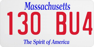MA license plate 130BU4