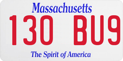MA license plate 130BU9