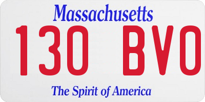 MA license plate 130BV0