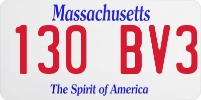 MA license plate 130BV3
