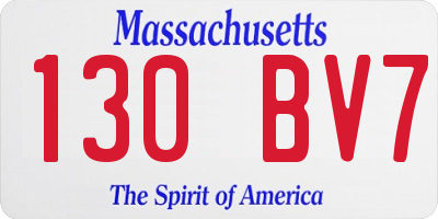 MA license plate 130BV7