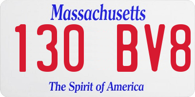 MA license plate 130BV8