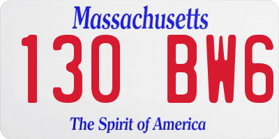 MA license plate 130BW6