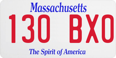 MA license plate 130BX0