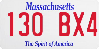 MA license plate 130BX4