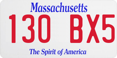 MA license plate 130BX5