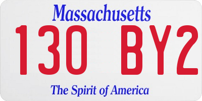 MA license plate 130BY2