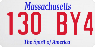 MA license plate 130BY4
