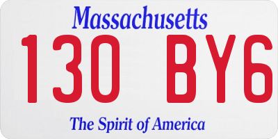 MA license plate 130BY6