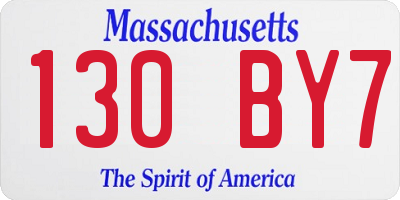 MA license plate 130BY7
