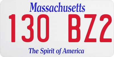 MA license plate 130BZ2