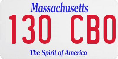 MA license plate 130CB0