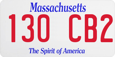 MA license plate 130CB2